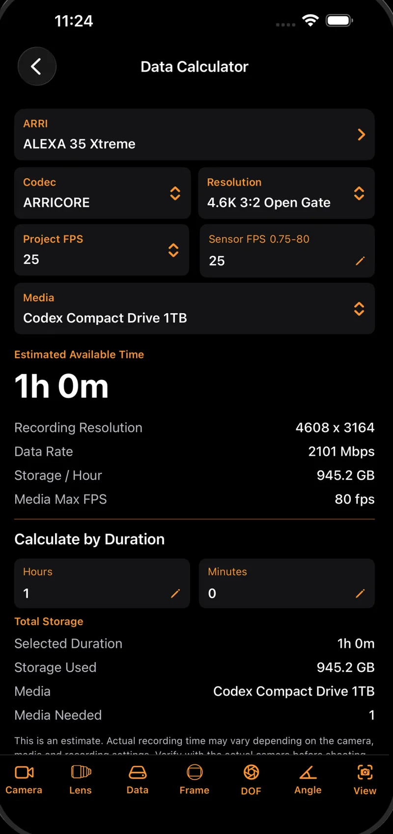 Ant CineKit Data Calculator
