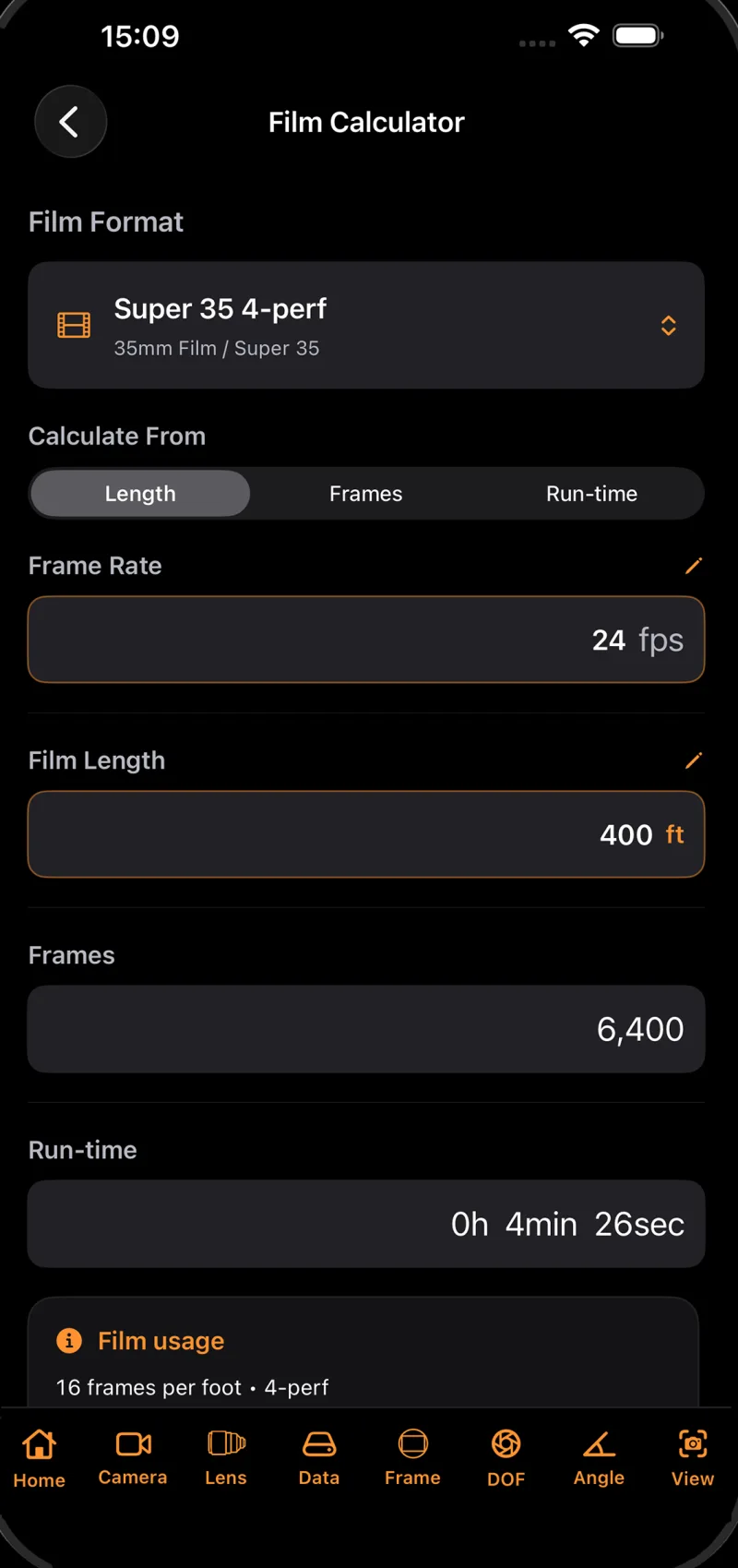 Ant CineKit Film Calculator