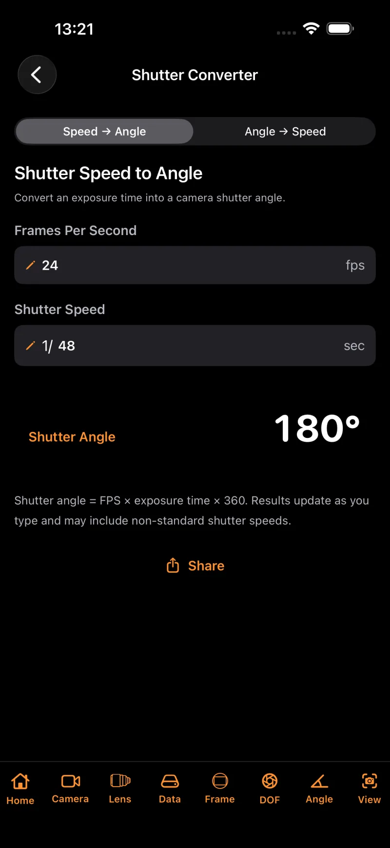 Ant CineKit Shutter Angle Calculator